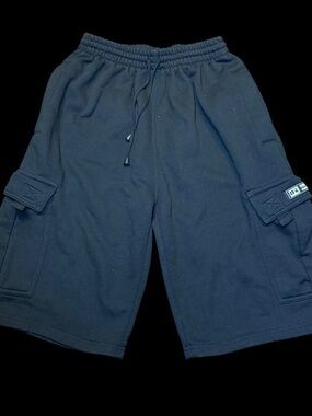Black Cargo Shorts with Drawstring Waist